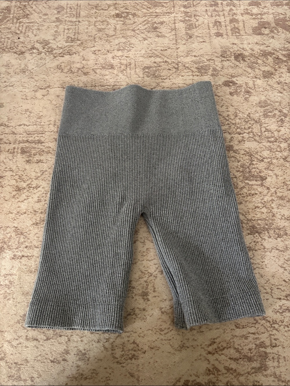 ZENANA Soft Gray Ribbed Biker Shorts